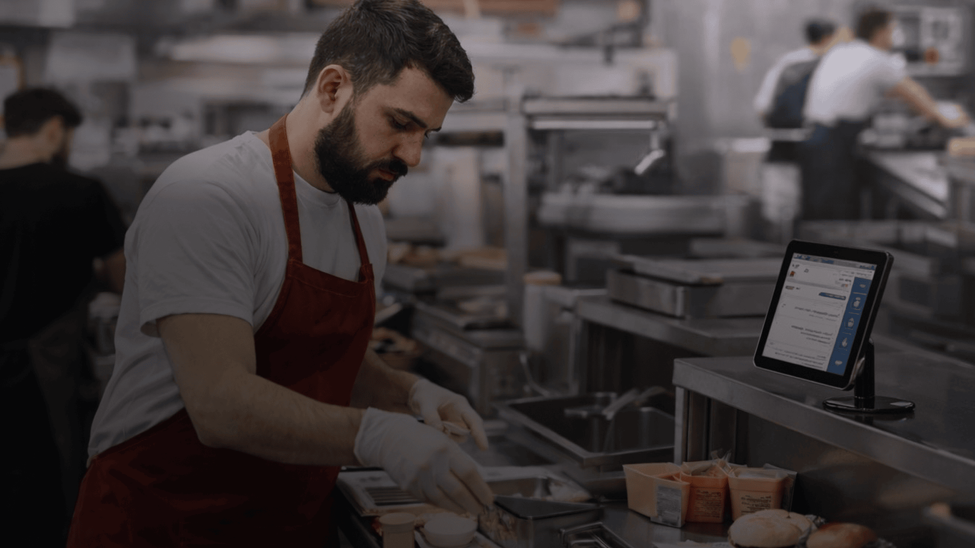 Chef working in kitchen