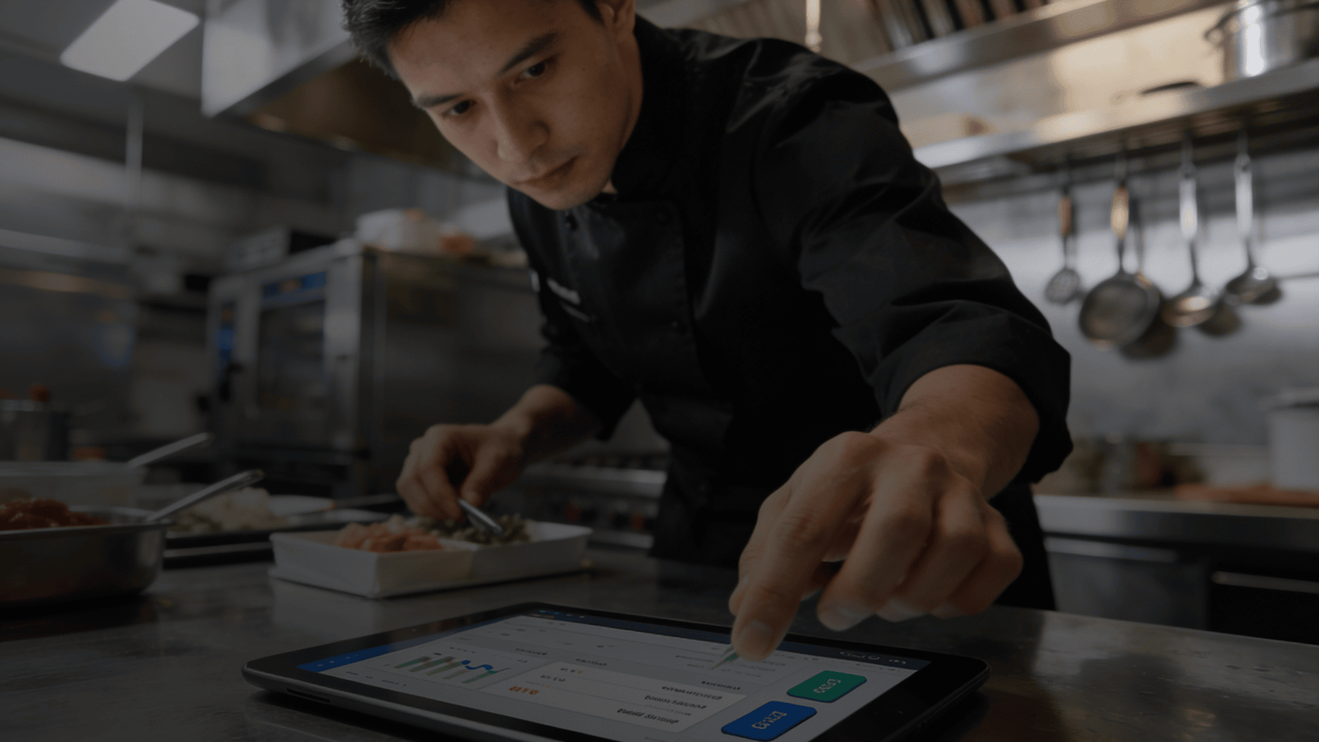 Chef working in kitchen